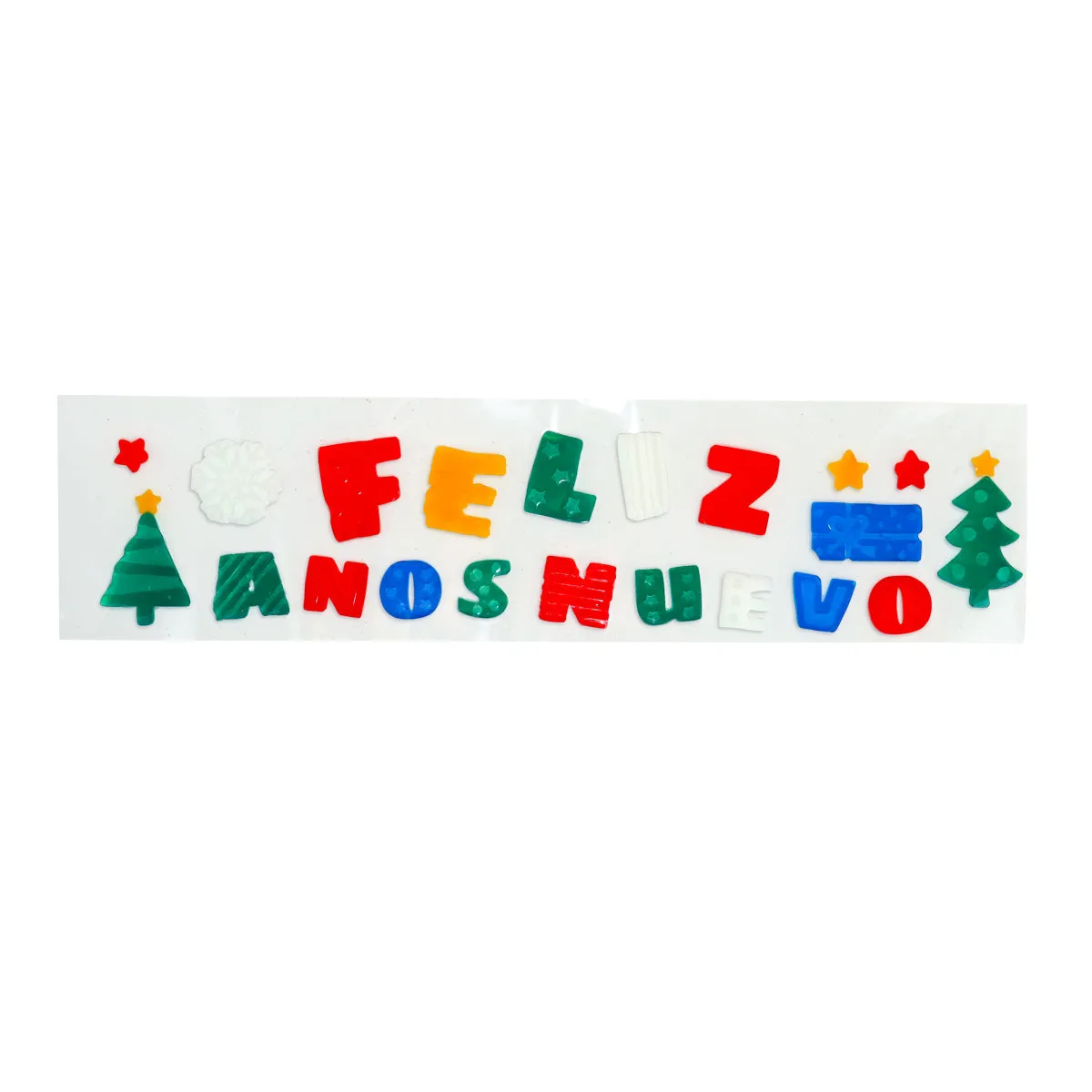 Planilla de Stickers Navideos de Gel para Ventana, Feliz Ao